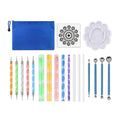 Pottery tool set with acrylic stainless steel and plastic tools in blue pen bag for clay modelling