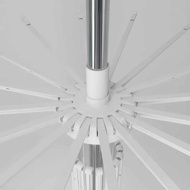 Stainless steel three-tier laundry drying rack with plastic clips and an integrated clothes hanger.