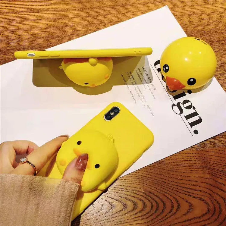 Yellow stereo squeeze TPU phone case for Samsung Galaxy showing flexible protective cover