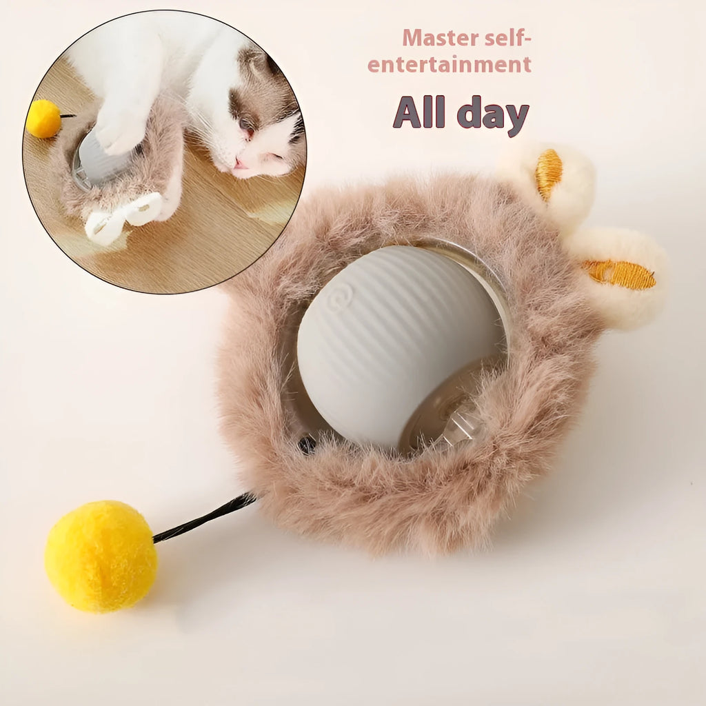 Self-Hi funny cat rolling ball toy in plush cat ball colours Red, Green, and Gray