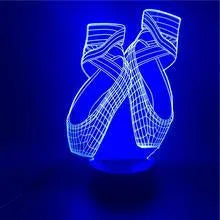 3D ballet shoe LED night light with remote control showing seven colour options