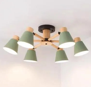 Nordic ironwood macaron ceiling lamp cluster in chosen colour and head count
