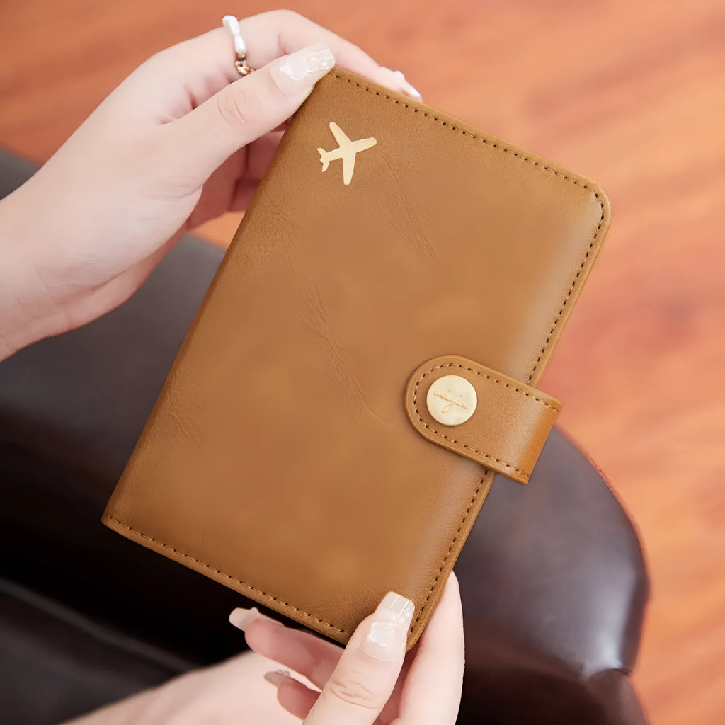Simple portable multifunctional passport holder with aircraft pattern, anti-theft protection, available in nine colours