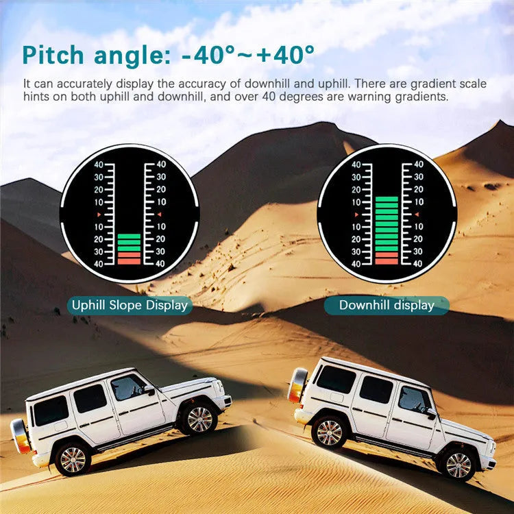 GPS GO 2 universal car HUD monitor in black showing speed altitude and compass on colour LCD display