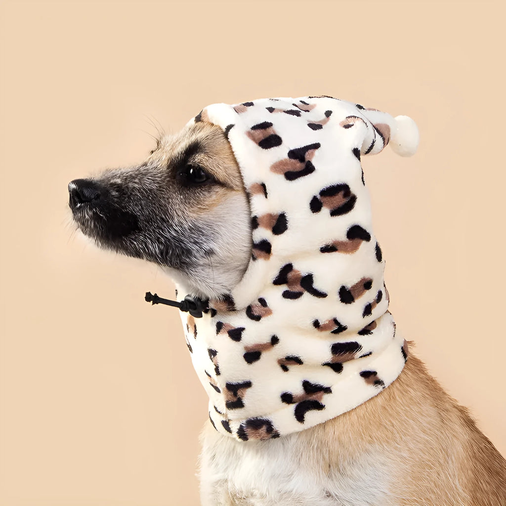 Cute bear headdress with rabbit ears for pets in leopard print colour