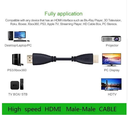 Gold plated HDMI cable with male connectors in multiple length options for 1080p HD video