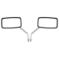 Silver all-metal motorcycle rearview mirror with convex glass on handlebar