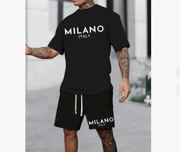 Polyester short sleeve suit set with pullover top and matching shorts in multiple colours