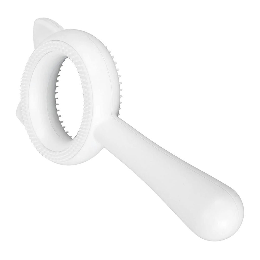 Double-sided pet grooming brush with comfortable handle for cats and dogs