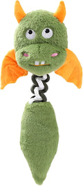 Plush cartoon dog toy with rope knot, in black, green, or red colour, shown next to a tape measure indicating 44 cm length.