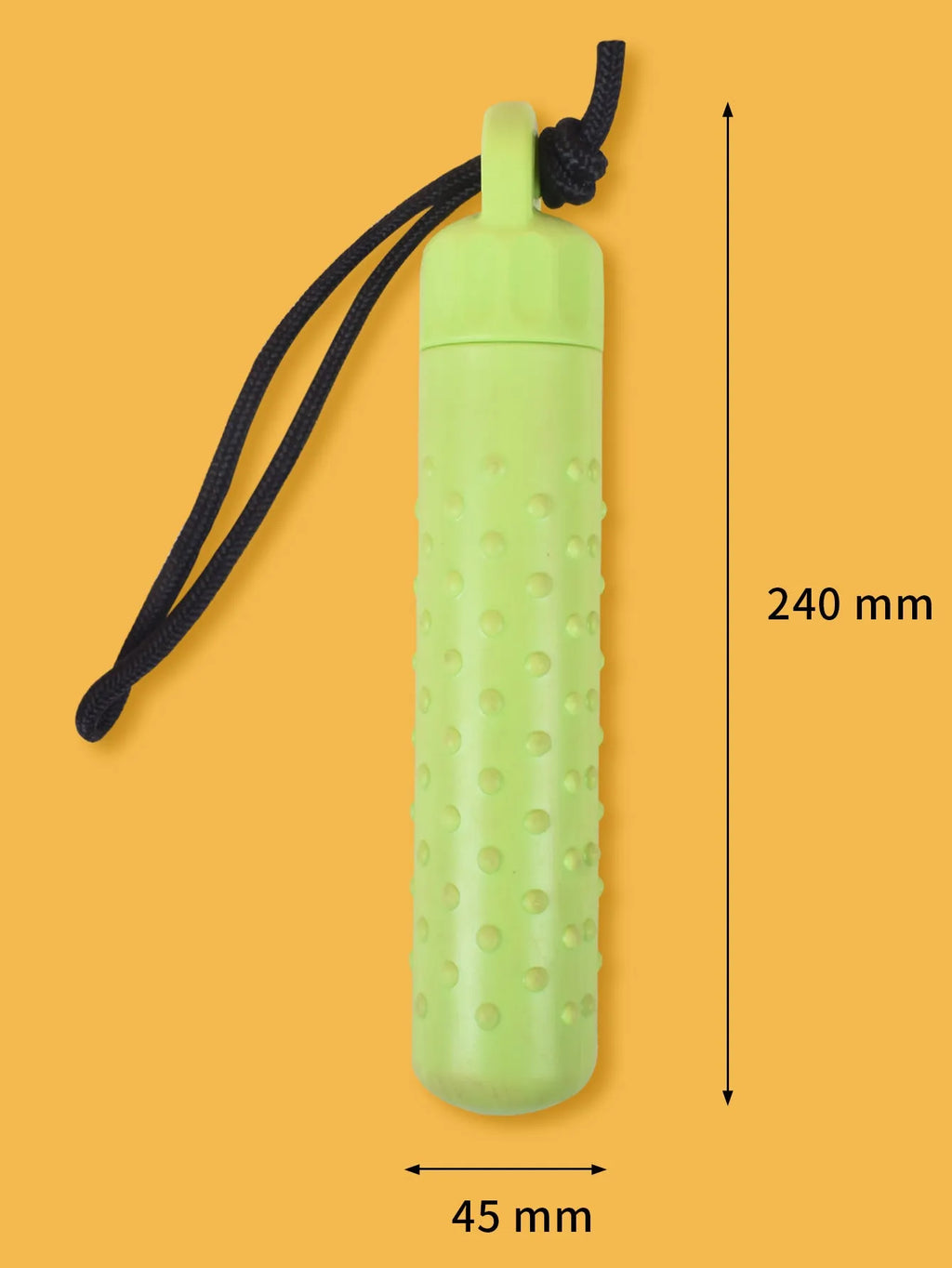 Two floating dog pool toys in red and green, TPR material with rope, 240x45mm, floating on water