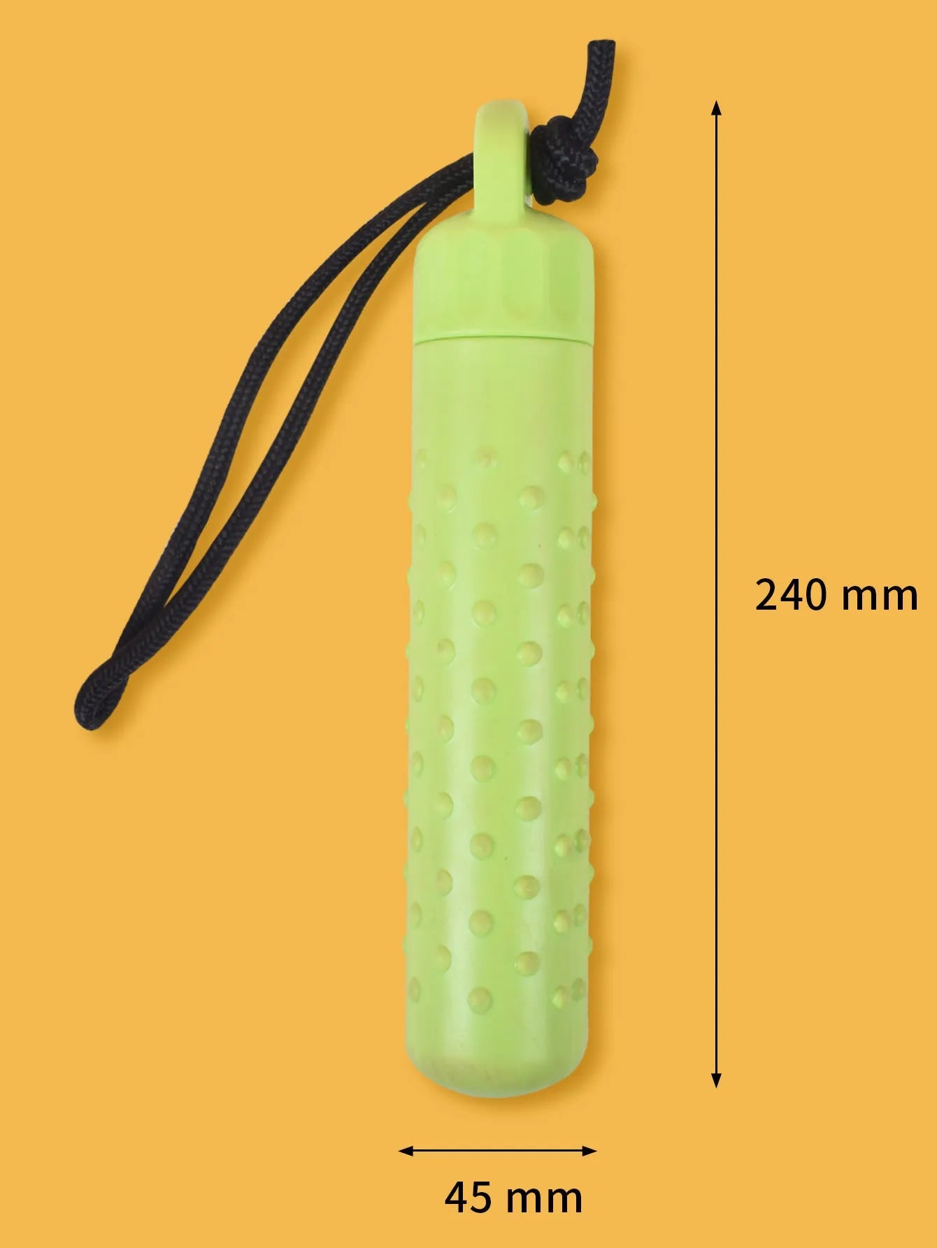 Two floating dog pool toys in red and green, TPR material with rope, 240x45mm, floating on water