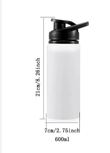 White aluminium sports water bottle for cycling and outdoor activities