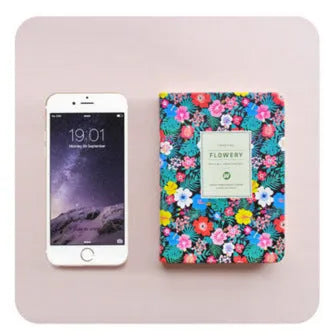 Bo Shide floral notepad with green fabric imitation leather cover and wireless binding