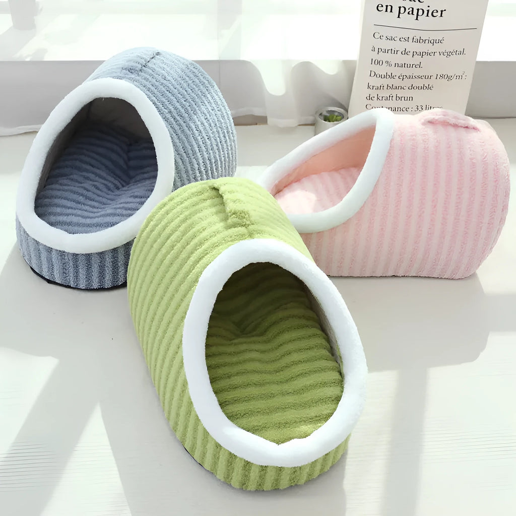 Thickened three-dimensional cat nest in blue, double-piece design, available in macaron colours