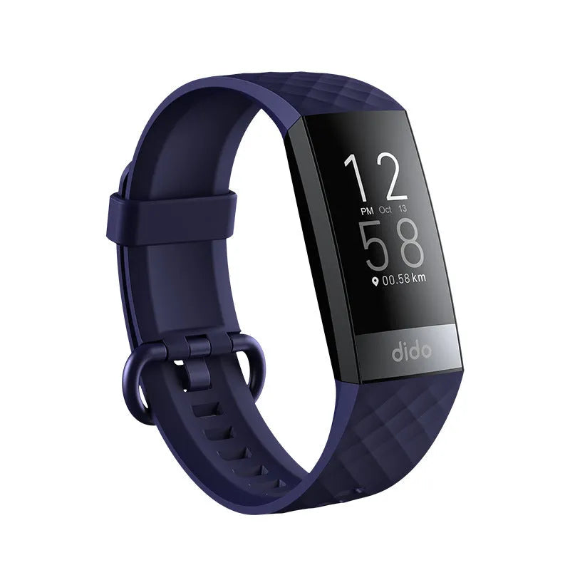 Black smart health bracelet with ECG, blood pressure and blood oxygen monitoring on wrist