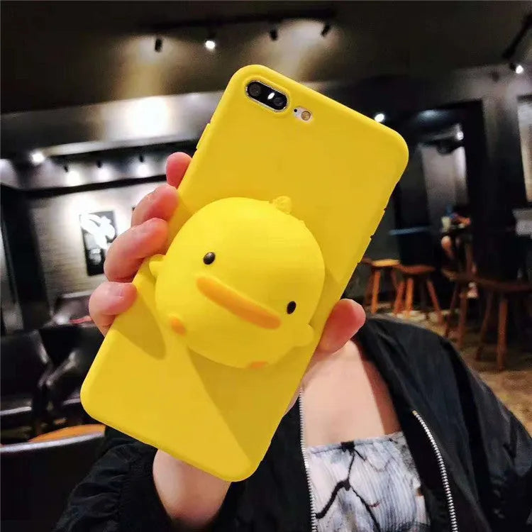 Yellow stereo squeeze TPU phone case for Samsung Galaxy showing flexible protective cover