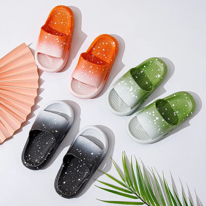 Children's gradient colour PVC summer slippers showing non-slip sole and breathable design
