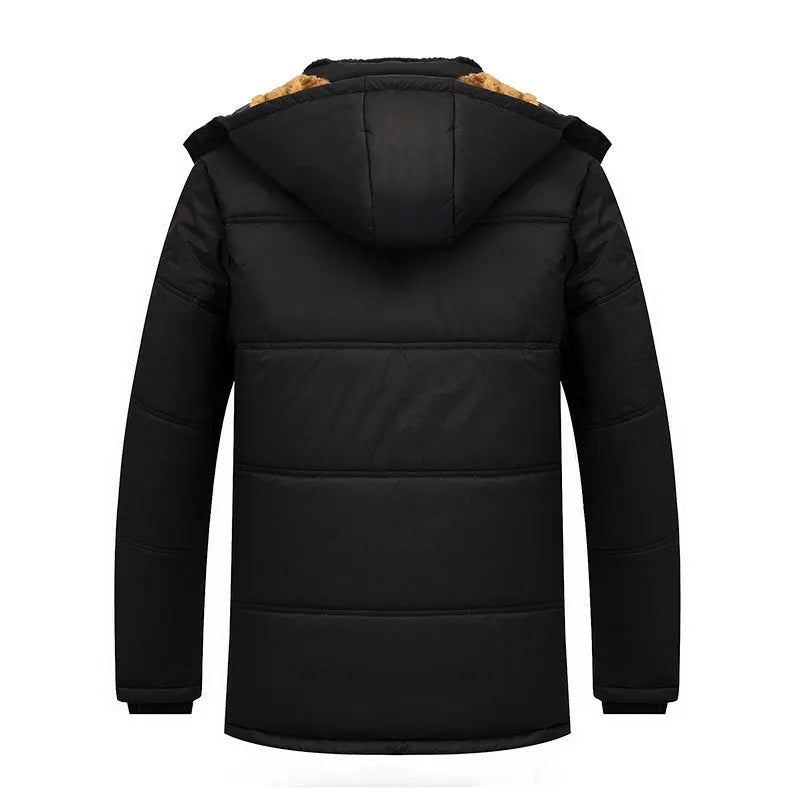 Casual cotton hooded zip-front cardigan jacket in Black, loose fit, thicker fabric for youth.