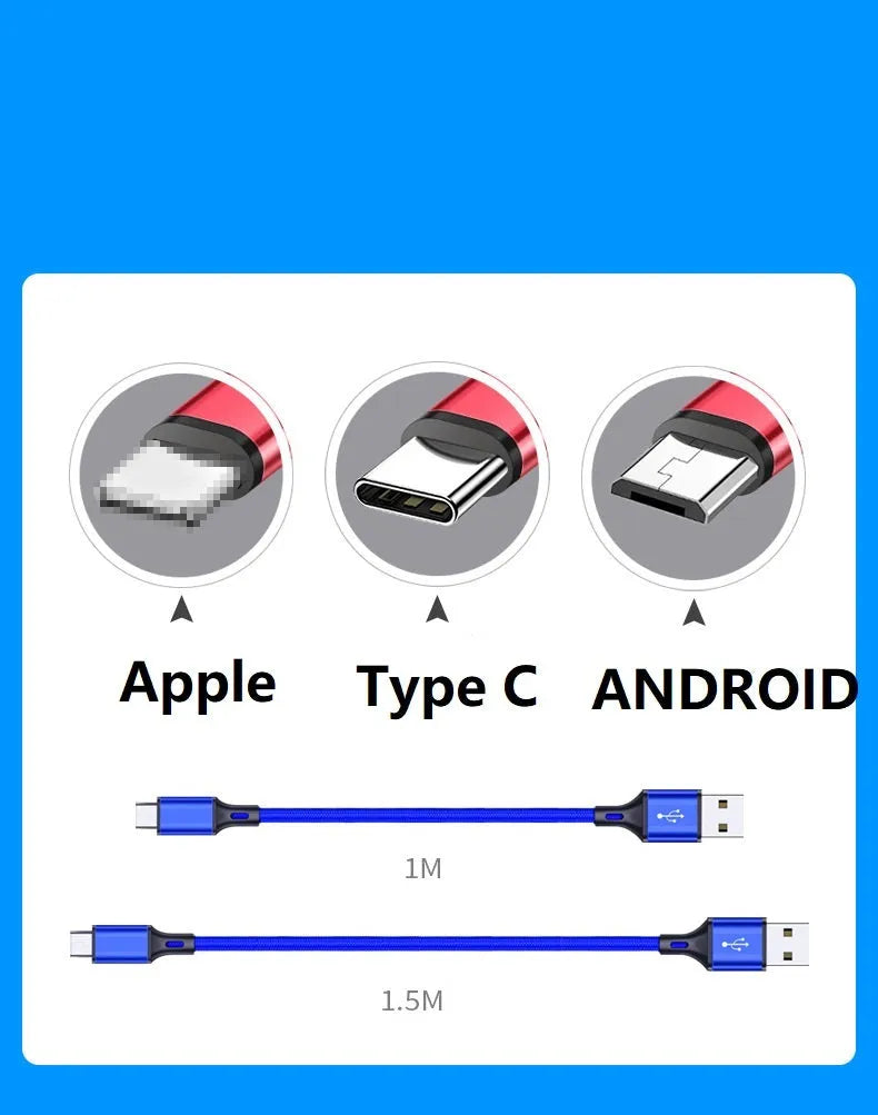 2 metre mobile phone data cable in multiple colour options