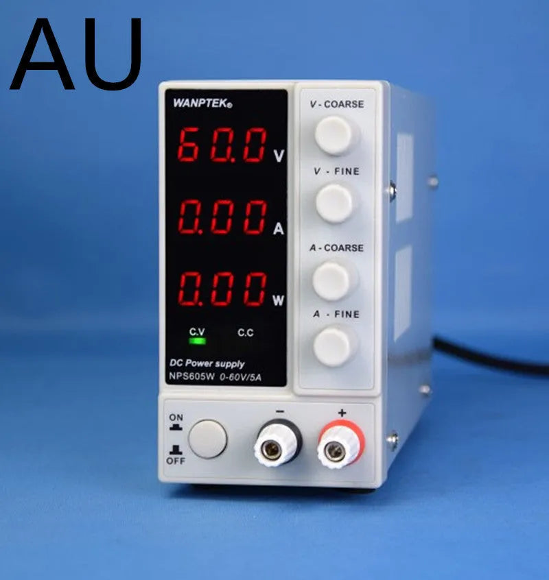 White adjustable DC power supply unit for mobile phone and notebook computer repair with voltage display