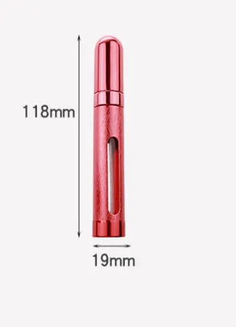 Slim 12ml aluminium travel perfume bottle with glass liner in six colour options.