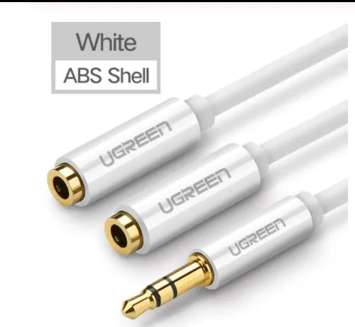 0.2 metre earphone replacement cable with 3.5mm gold-plated connectors in black, grey or white colours