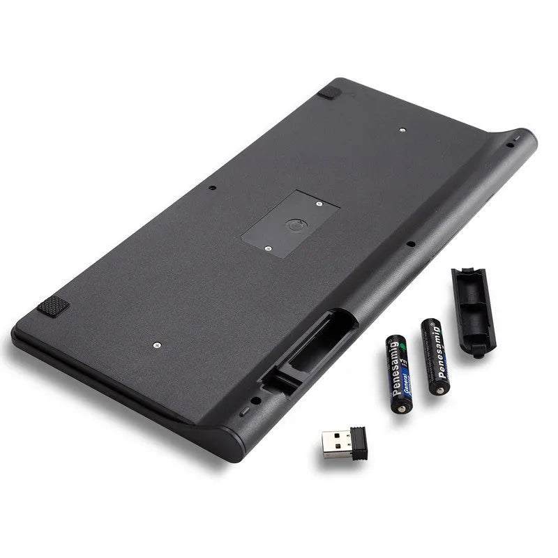 Black and white wireless keyboard and mouse set with 10-metre range