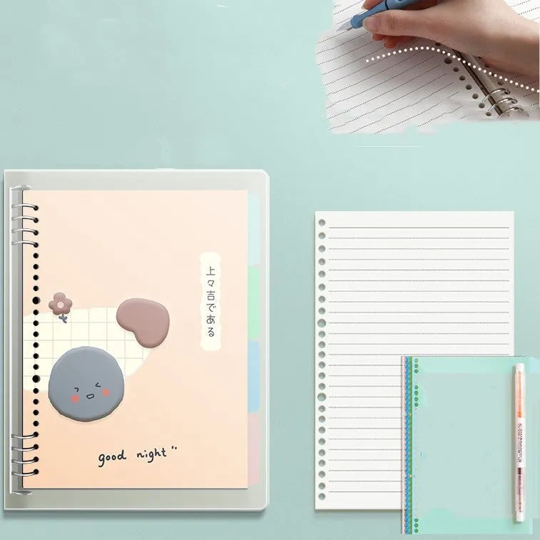 B5 hard cover loose-leaf notebook with detachable pages in 255x180mm size showing Daolin paper and colour pages