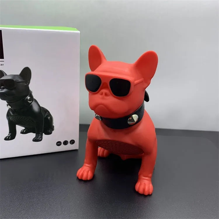 Mini full body bulldog Bluetooth speaker in black, red, or white colour with wireless connectivity