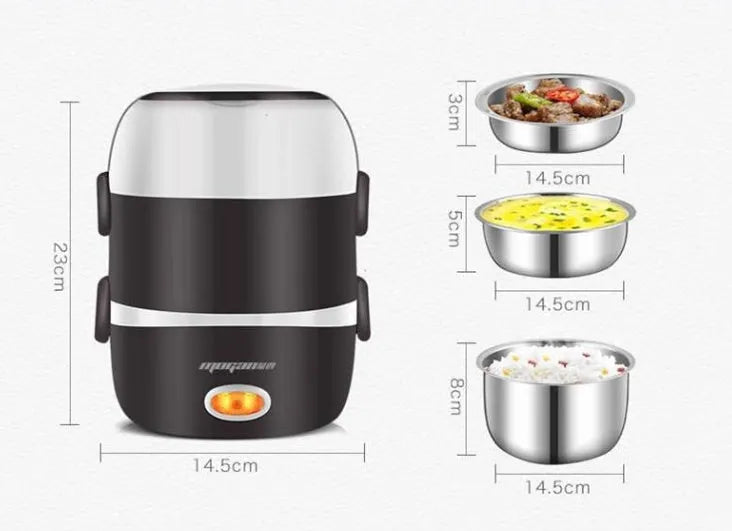 2-litre electric rice cooker with steamer layers, 200W, lightweight 1.3kg