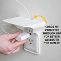 White polypropylene socket storage rack organiser with compartments, dimensions 14 by 10 by 15 centimetres.