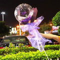 LED luminous balloon rose bouquet transparent boboballoon with artificial flower and LED light, displayed in clear balloon, multiple colour options available