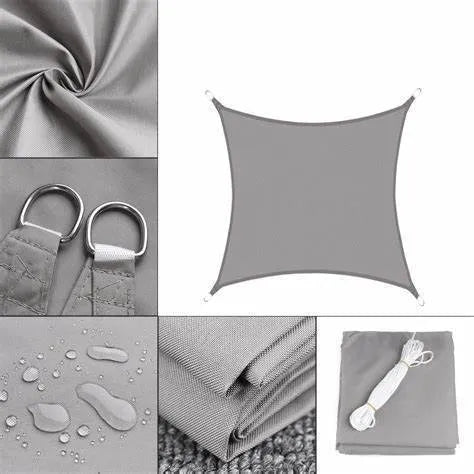 Curved square UV protection shade sail in 3x4m polyester waterproof fabric