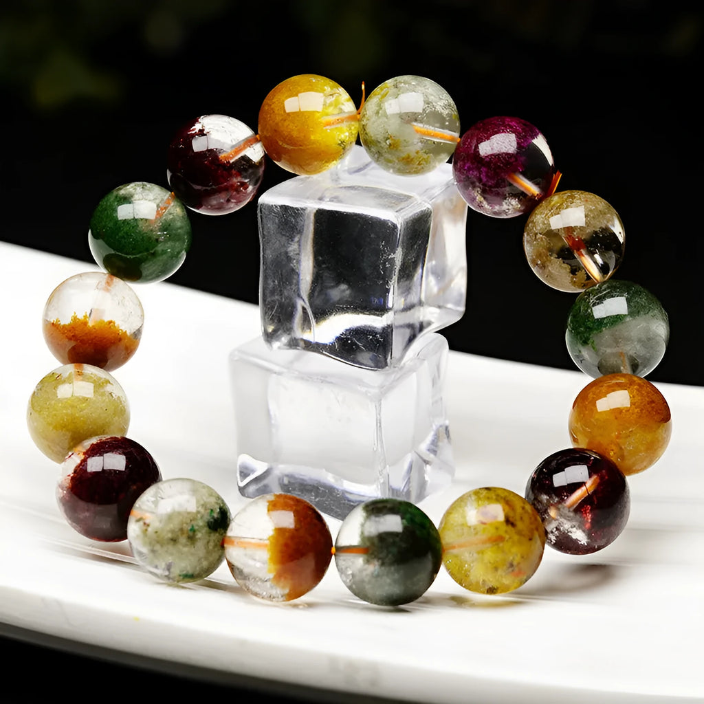 10mm crystal bead bracelet with natural four seasons colours in retro ethnic ghost cornucopia design