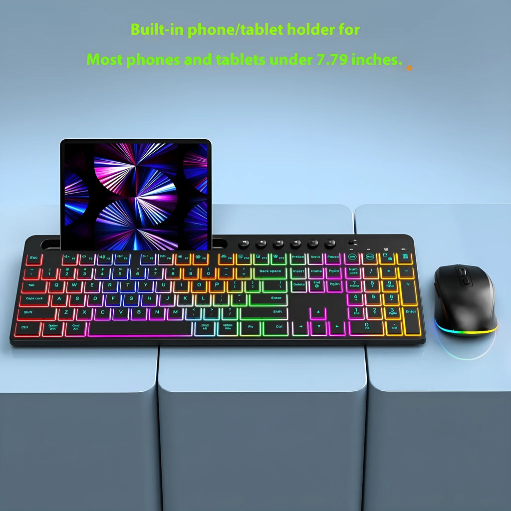 Wireless keyboard and mouse one-piece set with card slot, luminous design, waterproof, 2.4g dry battery