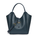 Genuine leather women's bucket handbag in European American retro style with hand holding design