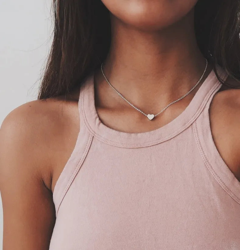 Heart & Soul choker necklace with heart-shaped alloy pendant, plating finish, gold colour, 35cm chain