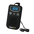 Digital display mobile hearing aid booster sound amplifier in brilliant colour with handheld FM radio design