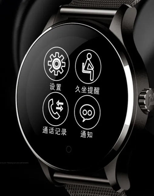 K88H intelligent watch with 1.3 inch IPS screen, heart rate monitoring, camera, available in black with belt strap