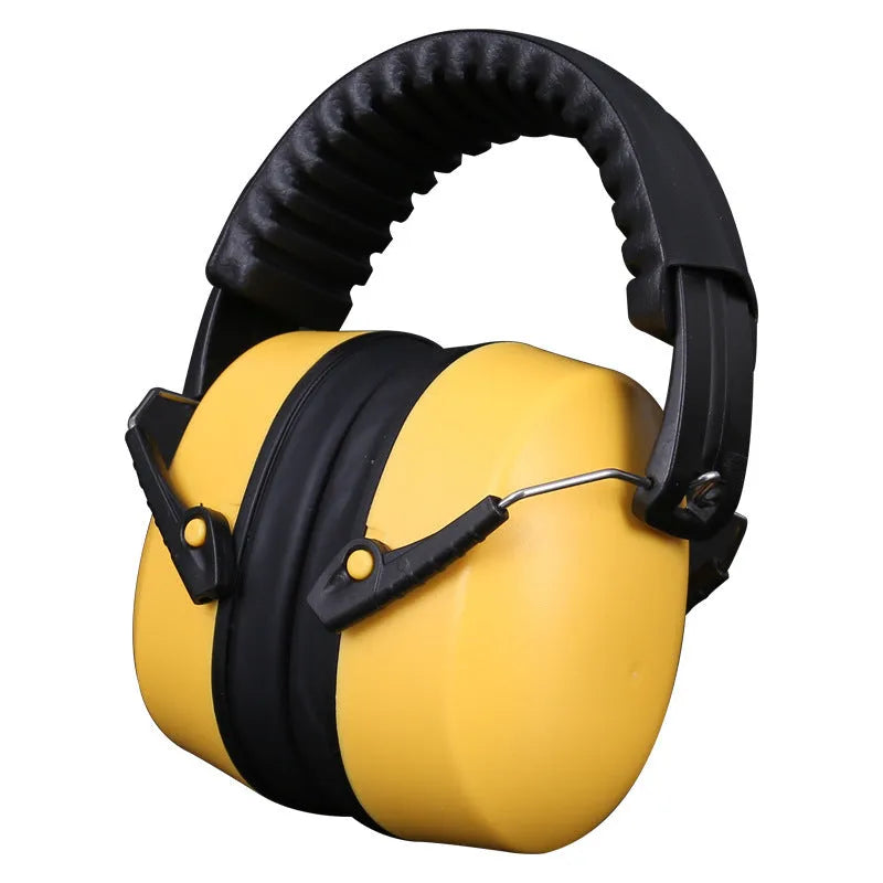 Orange noise-reducing headphones with adjustable elastic headband and fabric ear cushions for study, sleep and work