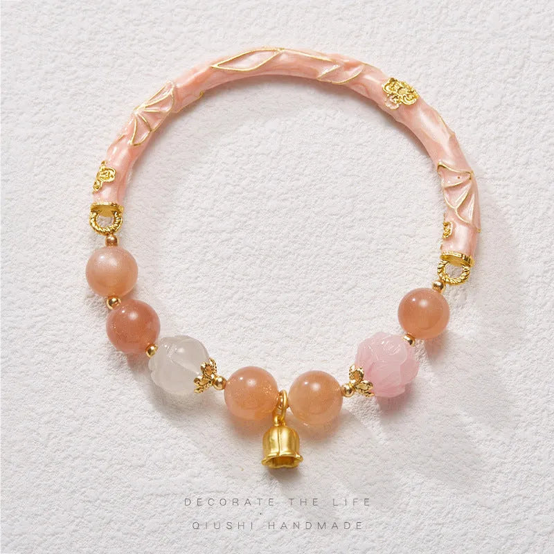 Half-life Liangyuan sunflower and jinsi jade handmade half bracelet with lily design