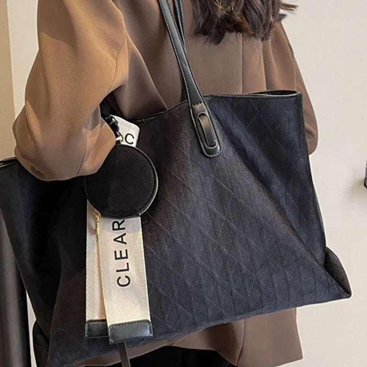 Casual large square polyester shoulder bag with zippered compartment in black, brown, green, or light khaki colour options