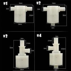 White nylon automatic float valve with threaded inlet for water level control in tanks and containers