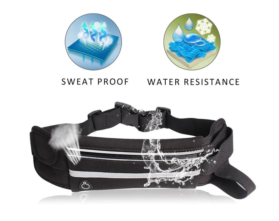 Waterproof anti-theft phone pocket for running in black with 6 inch capacity