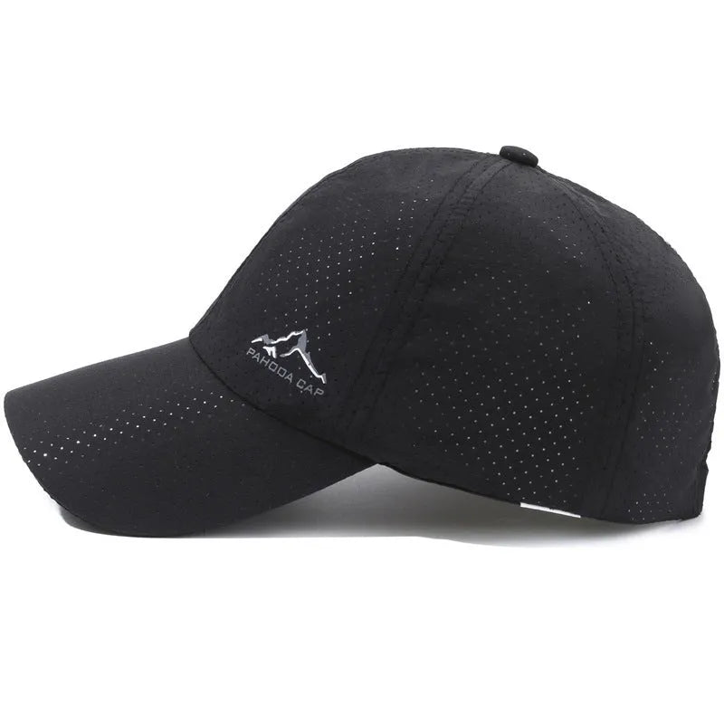 Korean-style adjustable baseball cap in polyester fabric for summer sun protection.