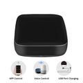 Black voice control universal infrared remote control with WiFi connectivity.
