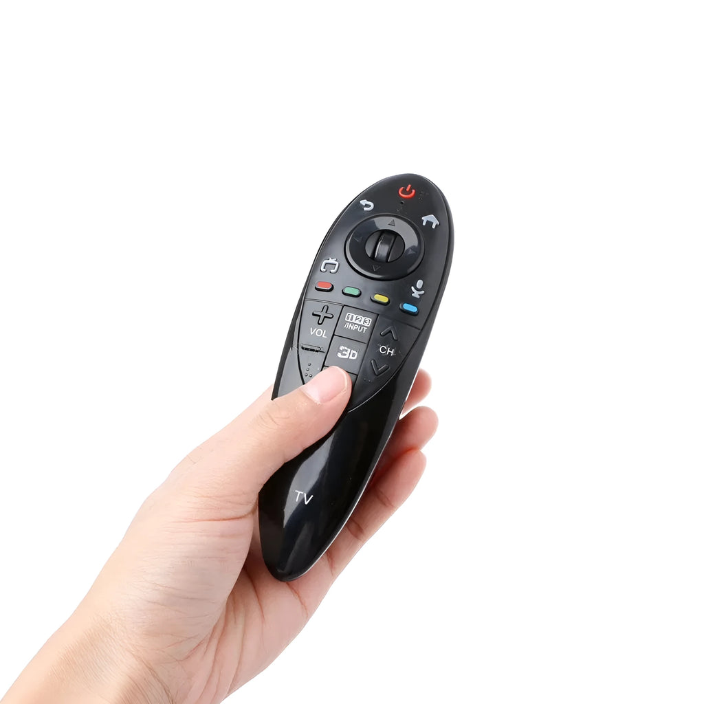 Black ABS plastic remote control for LG Smart TV AN-MR500G and AN-MR500 with battery compartment