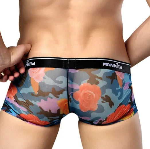 Cotton men's boxer briefs multipack in blue, showing elastic waistband and breathable fabric