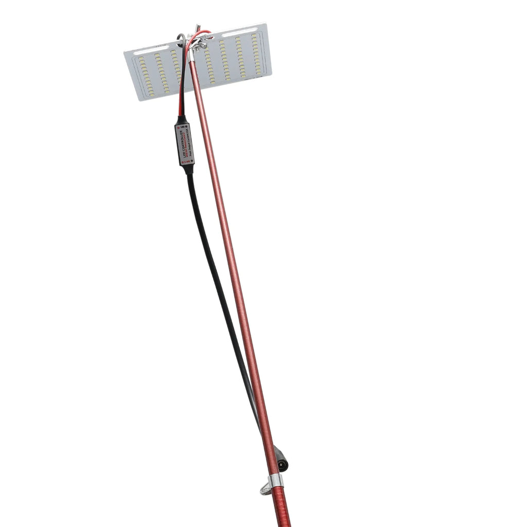 White LED fishing rod light with telescopic pole and remote controller for outdoor illumination